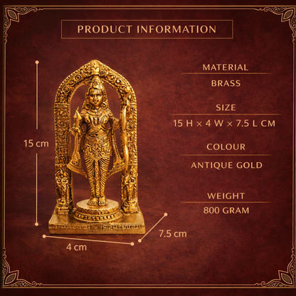 LUXEBERRY Divine Ram Lalla Brass Idol (800g) – Ayodhya Inspired Lord Ram Murti for Home Temple &amp; Decor