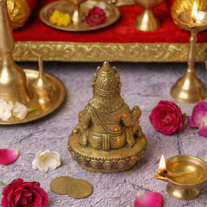LUXEBERRY Kuber Ji Brass Idol (560g) – Lord of Wealth & Prosperity for Vastu, Puja & Office Decor