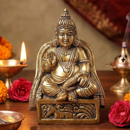 LUXEBERRY Pure Brass Kuber Ji Idol (550g) – Lord of Wealth & Prosperity for Home & Office