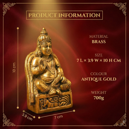 LUXEBERRY Pure Brass Kuber Ji Idol (550g) – Lord of Wealth & Prosperity for Home & Office