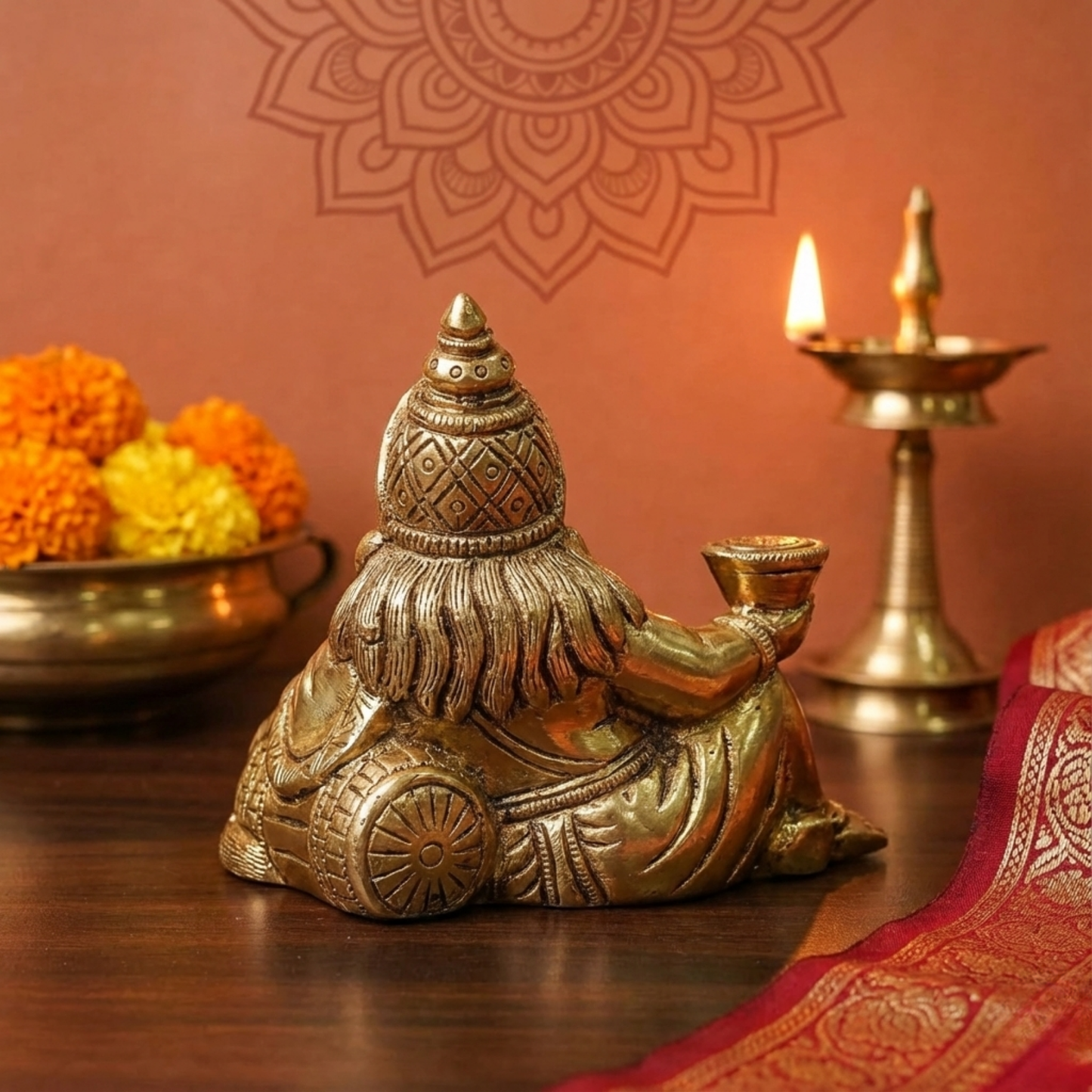 Luxeberry Pure Brass Sitting Kuber Ji Idol – Divine Lord of Wealth for Prosperity & Financial Success