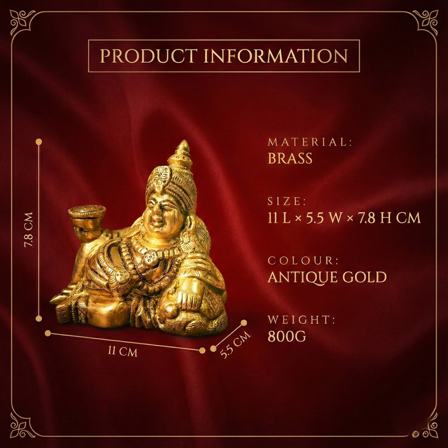 Luxeberry Pure Brass Sitting Kuber Ji Idol – Divine Lord of Wealth for Prosperity & Financial Success