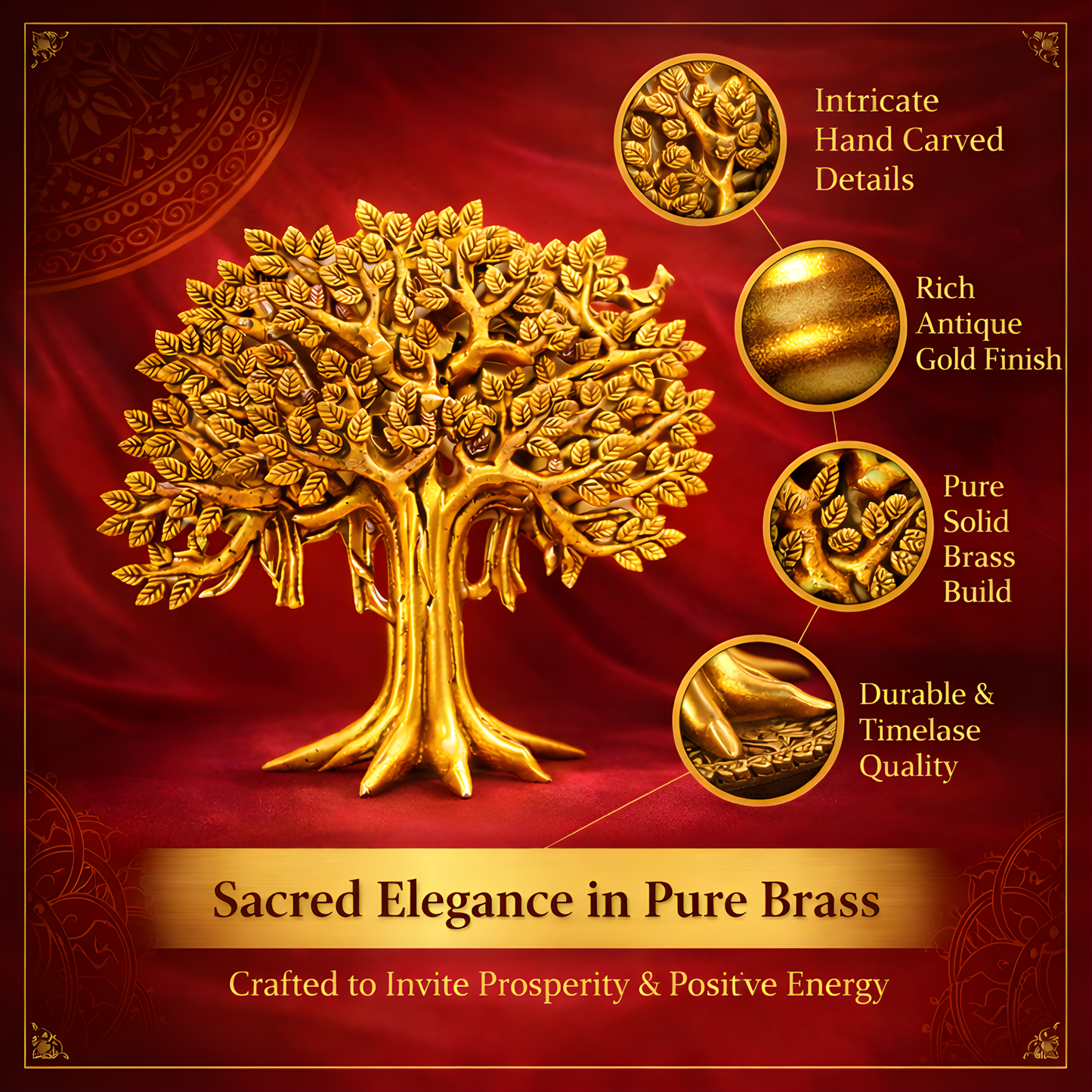 Luxeberry Pure Brass Kalpavriksha Tree – Divine Wish-Fulfilling Tree for Prosperity & Positive Energy