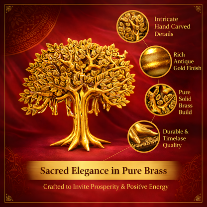 Luxeberry Pure Brass Kalpavriksha Tree – Divine Wish-Fulfilling Tree for Prosperity & Positive Energy