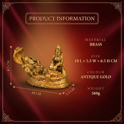 Luxeberry Lord Vishnu & Laxmi Brass Statue – Divine Anantashayana Murti for Prosperity and Peace