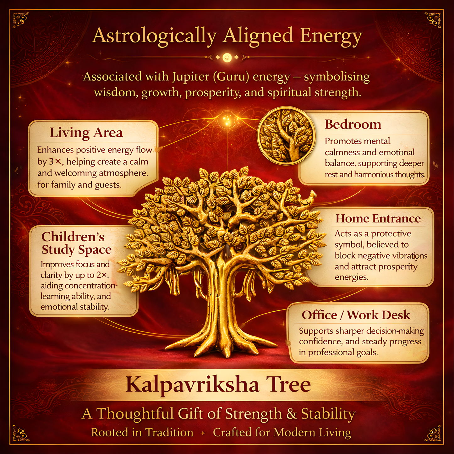 Luxeberry Pure Brass Kalpavriksha Tree – Divine Wish-Fulfilling Tree for Prosperity & Positive Energy