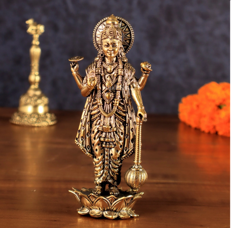 Lord Vishnu Brass Idol – Home Temple Spiritual Statue