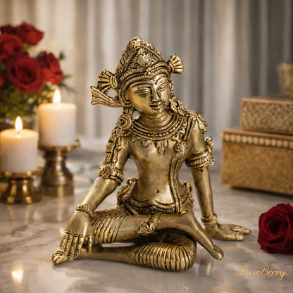 LUXEBERRY Pure Brass Indra Dev Idol – Lord of Heavens & Vastu Remedy for Growth, Connections & Success