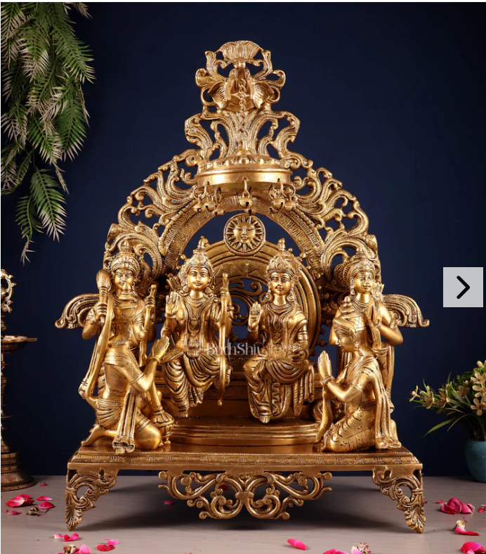 Ram Darbar Brass Idol Set – Lord Ram Family Statue for Temple