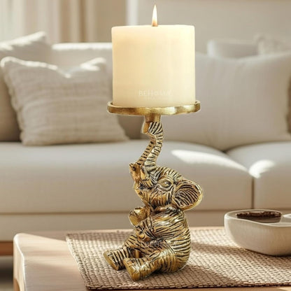 Luxeberry Aluminium Elephant Pillar Candle Holder Statue | Tabletop Home Decor Showpiece House Warming & Valentine’s Gift for Men | Wedding & Anniversary Dec