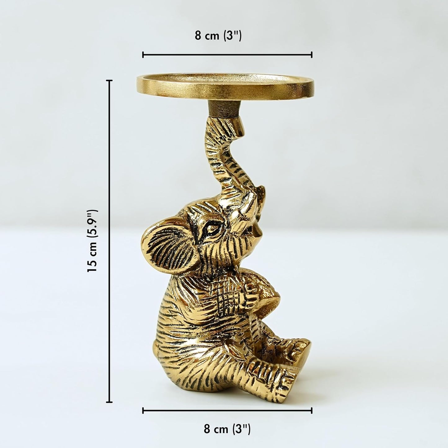 Luxeberry Aluminium Elephant Pillar Candle Holder Statue | Tabletop Home Decor Showpiece House Warming & Valentine’s Gift for Men | Wedding & Anniversary Dec