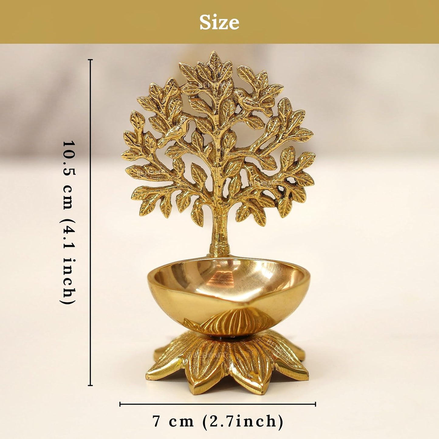 Luxeberry 100% Pure Brass Kalpavriksha Diya for Puja | Religious Deepak for Mandir, Temple, Office & Home Decoration | Handcrafted Tree of Life Diya for Pooja Room | Best Gift for Anniversary, Wedding