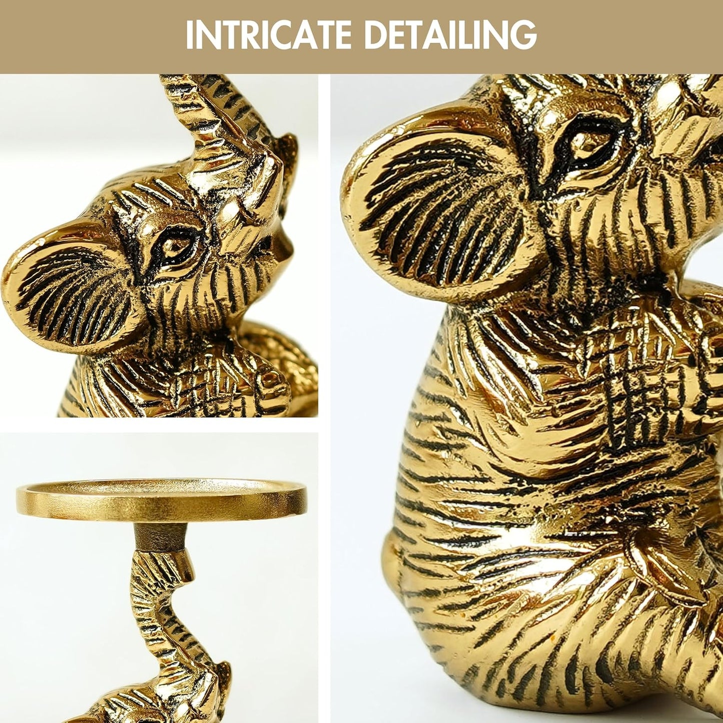 Luxeberry Aluminium Elephant Pillar Candle Holder Statue | Tabletop Home Decor Showpiece House Warming & Valentine’s Gift for Men | Wedding & Anniversary Dec