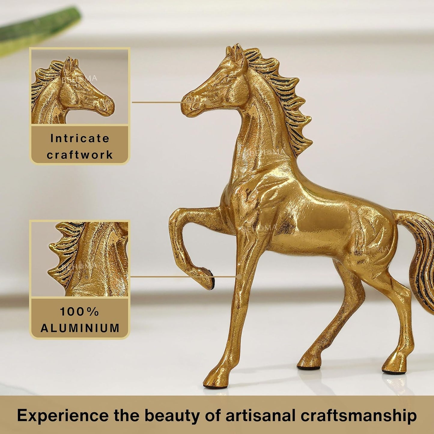 Luxeberry Aluminium Horse Decorative Figurine Showpiece with Gift Box | Elegant Modern Tabletop Art Showpiece for Living Room, Office, Bedroom, Shelf Display | Premium Home Decor Accent