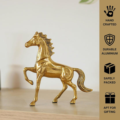 Luxeberry Aluminium Horse Decorative Figurine Showpiece with Gift Box | Elegant Modern Tabletop Art Showpiece for Living Room, Office, Bedroom, Shelf Display | Premium Home Decor Accent