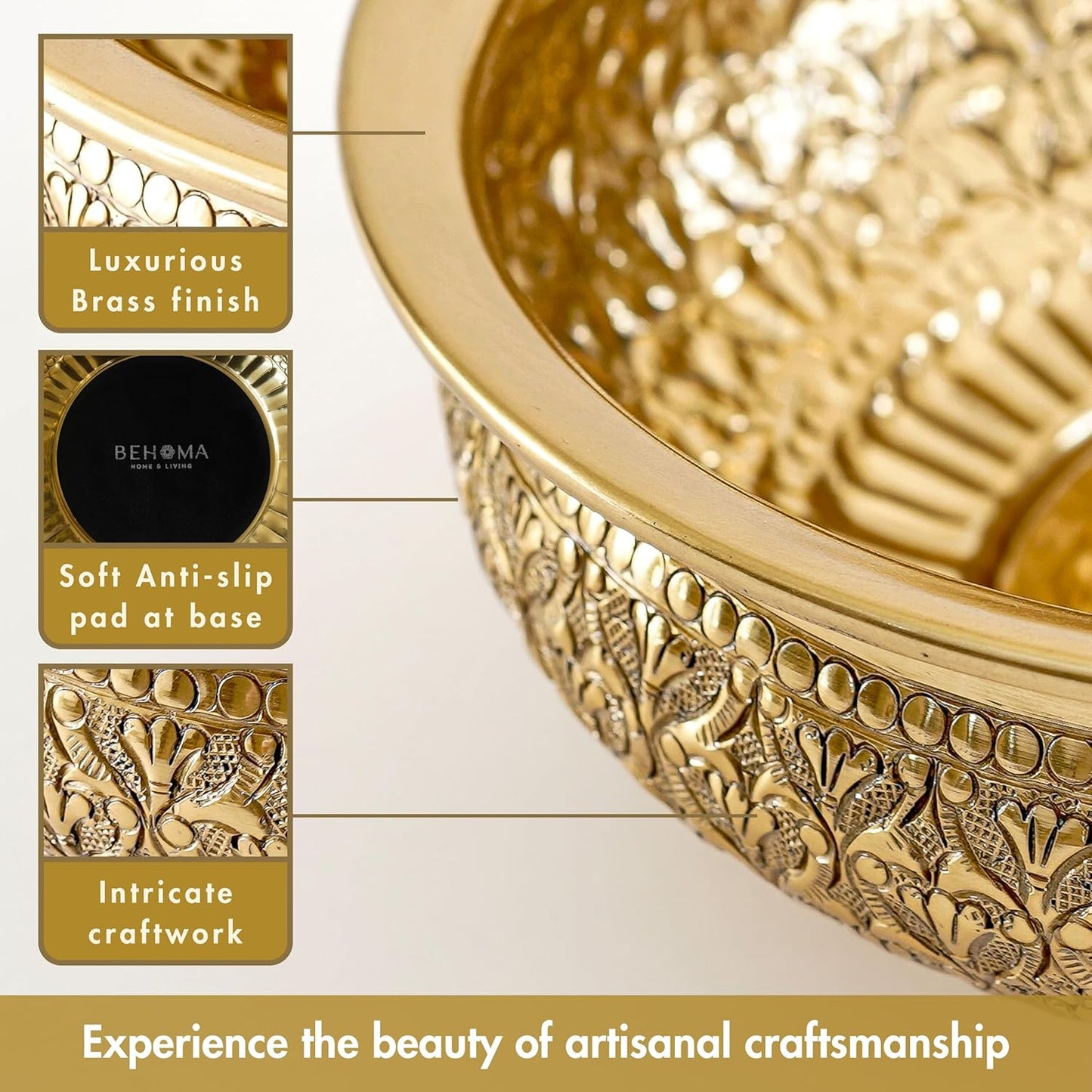 Luxeberry Classic Golden Aluminium Chitai Design 10" inch Urli | Navratri Durga Puja Indoor Center Table Flower Decorative Bowl | Urali for Haldi, Mehandi, Wedding Home Decor, Brass Finish 1Pc 1000 ml