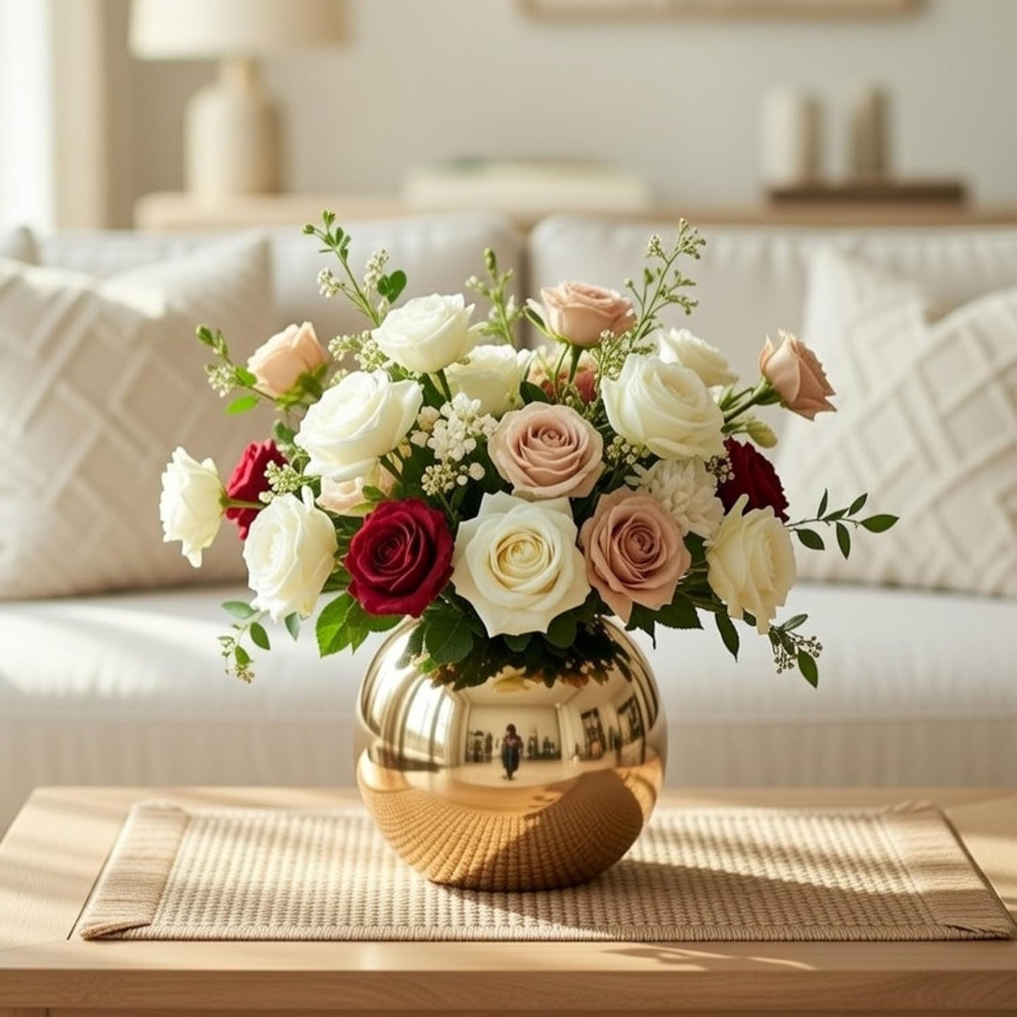Luxeberry Metal Ball Round Metal Vase for Home Décor | Table Decorative Flower Pot for Valentine’s Day | Perfect Couple Gift for Wedding, Anniversary, Birthday | Gold, Small (Flower Not Included)